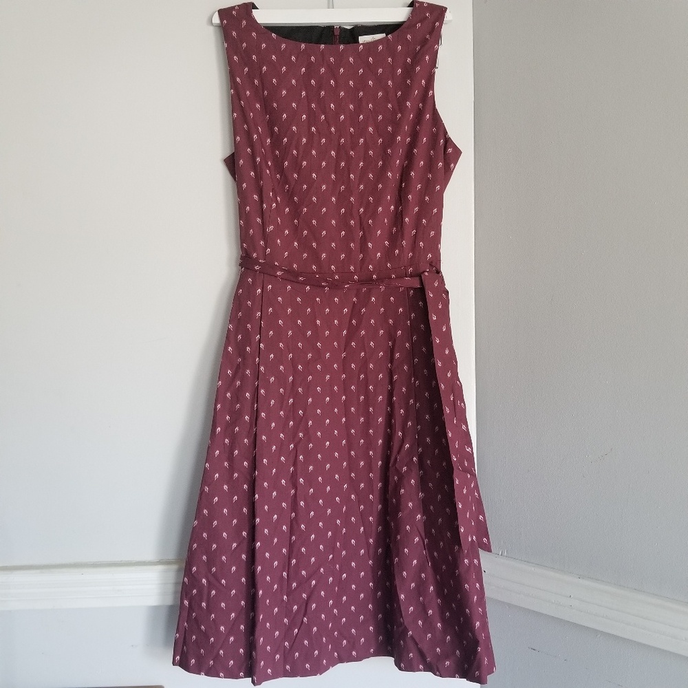 NWT LL Bean Signature poplin dress. 14 red wine - Picture 1 of 6